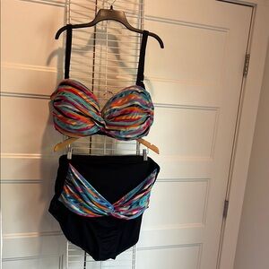 Blue and Black Chevron Bikini Set